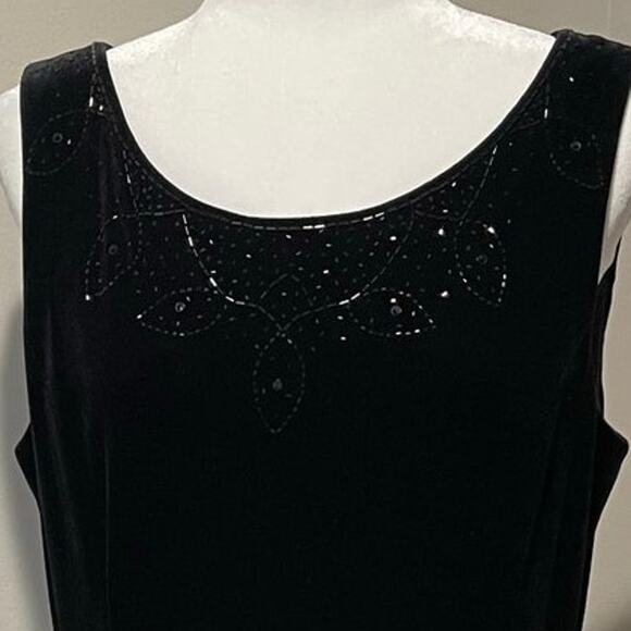 Vintage Sheri Martin Black Velvet Evening Gown Sz 16 Beading Godet Pleats Event - Picture 2 of 11